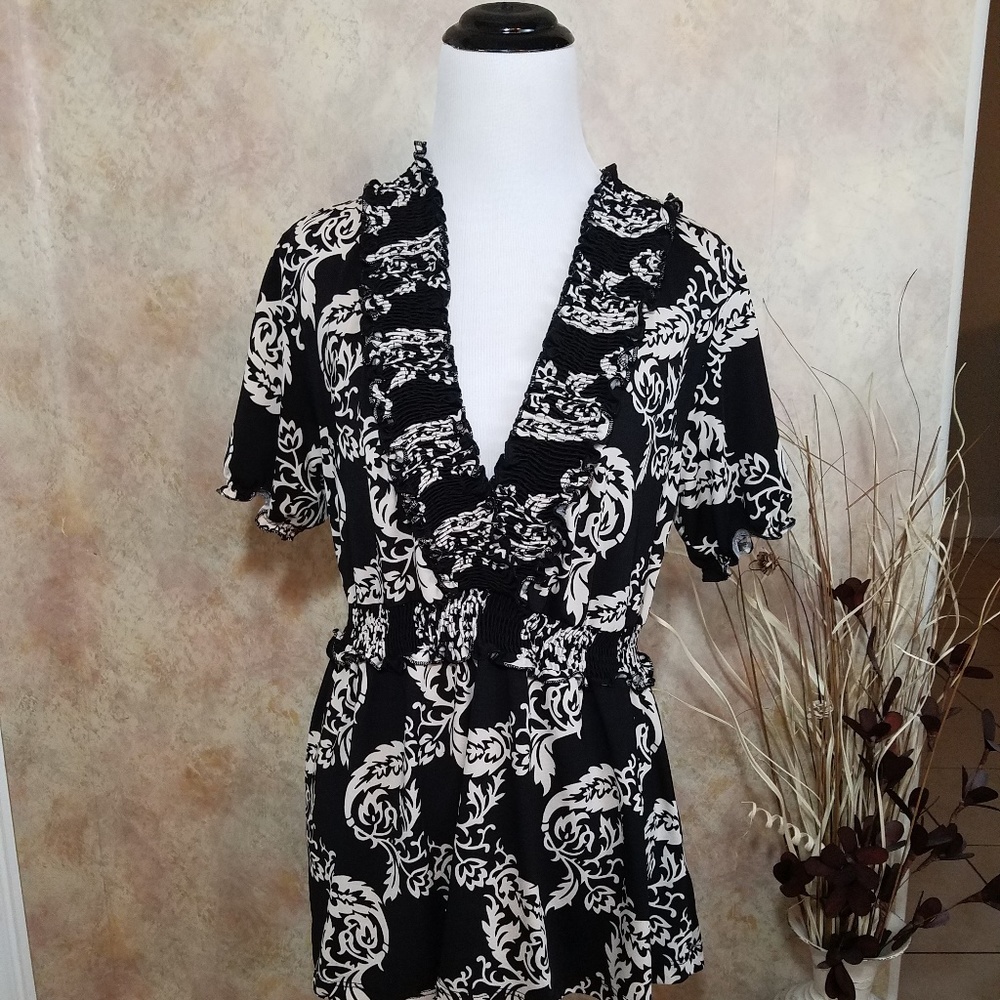 3 for 15 Lapis Black/Cream Wrap Shirt